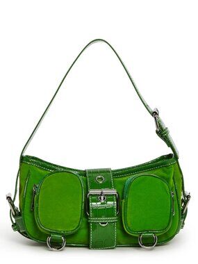 Current Mood Green Vegan Suede Y2K Shoulder Bag